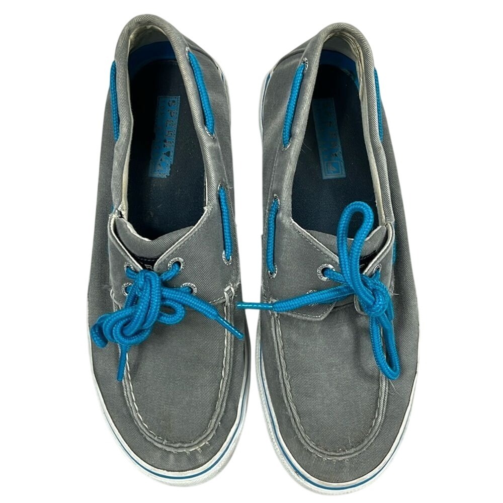 Sperry Top Sider Canvas Boat Shoes Mens Size 8M Grey Blue - Picture 1 of 9